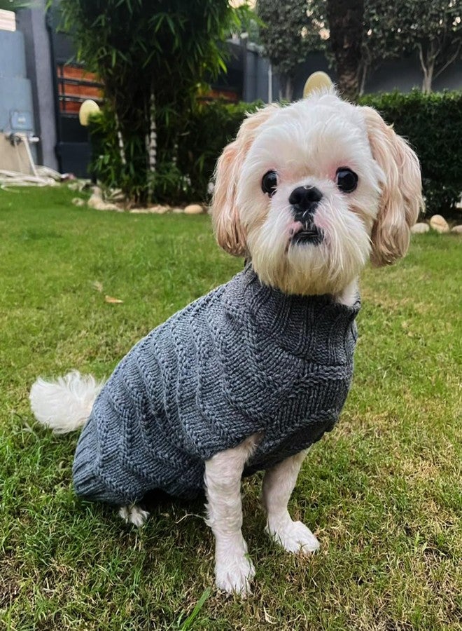 Lulala Dog Sweater, Turtleneck Sweater for Small Dogs, Soft Sweater Knitwear Dog Winter Warm Clothes for Dogs (Gray, 14 Inch) - Image 1